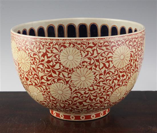 A Japanese Satsuma kikumon deep bowl, Meiji period, possibly an Imperial presentation, height 15.5cm, diameter 23.5cm